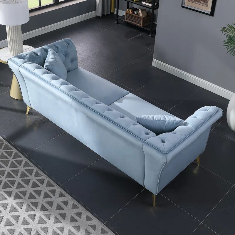Blue Velvet Oro Chesterfield Sofa Image 5