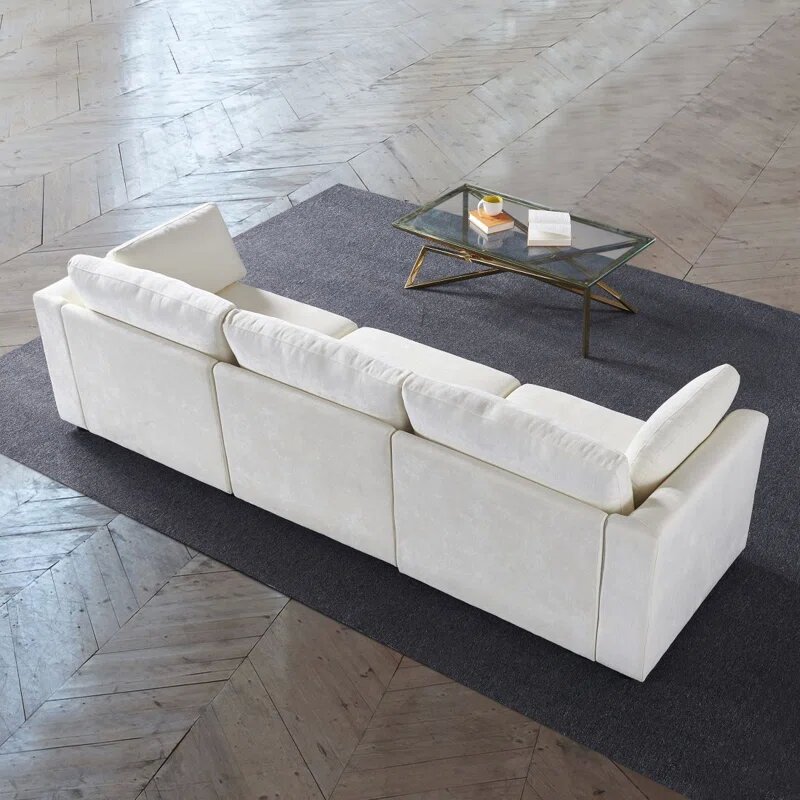 113 inch Beige Upholstered Settee Image 1
