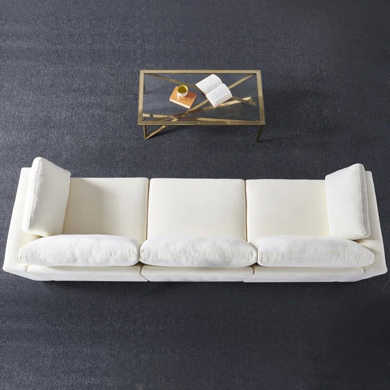 113 inch Beige Upholstered Settee Image 6