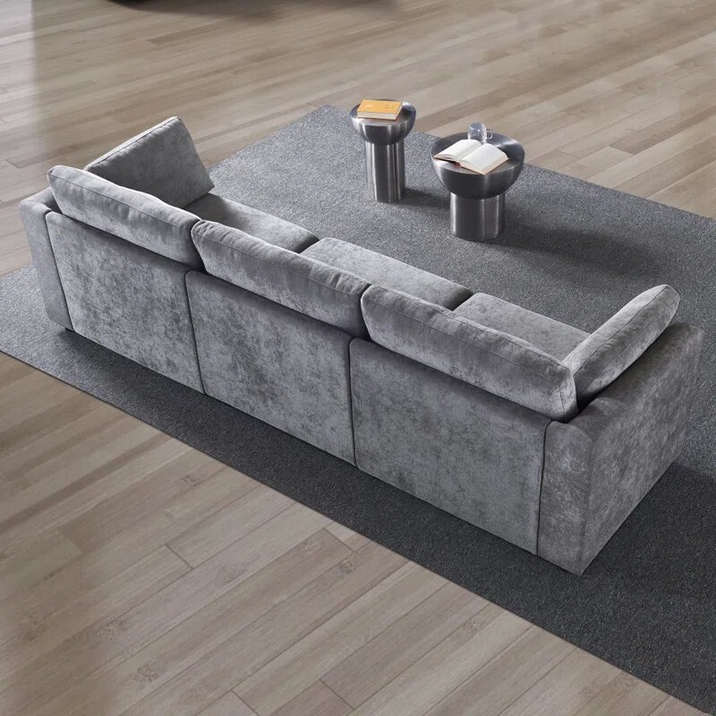 113 inch Gray Upholstered Settee Image 5