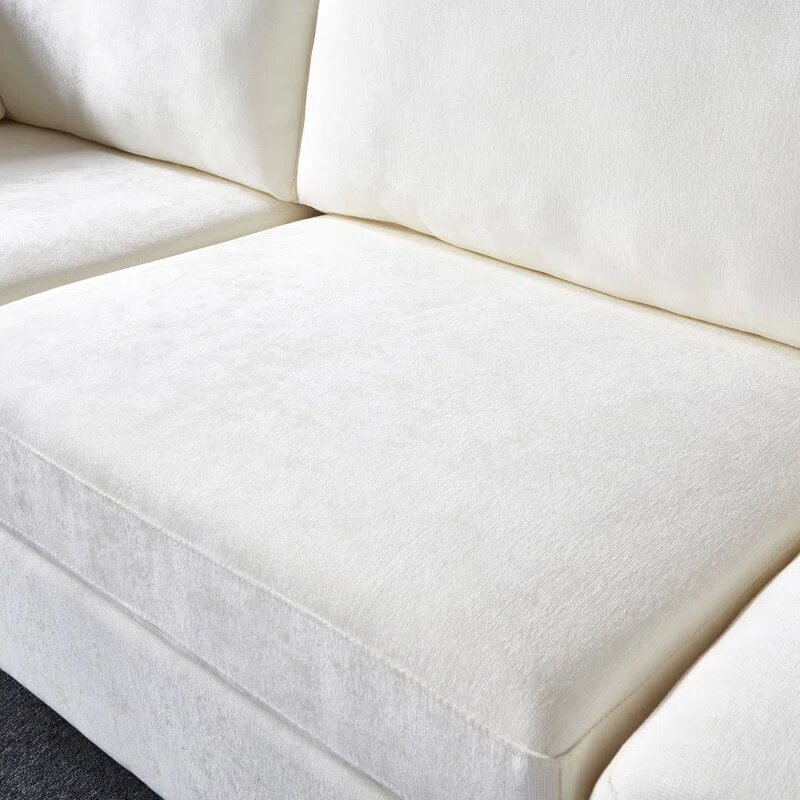 Beige Chenille Fabric Upholstered Sofa Image 2