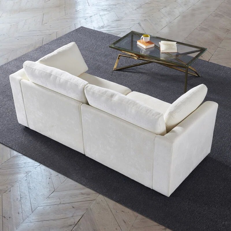 Beige Chenille Fabric Upholstered Sofa Image 5